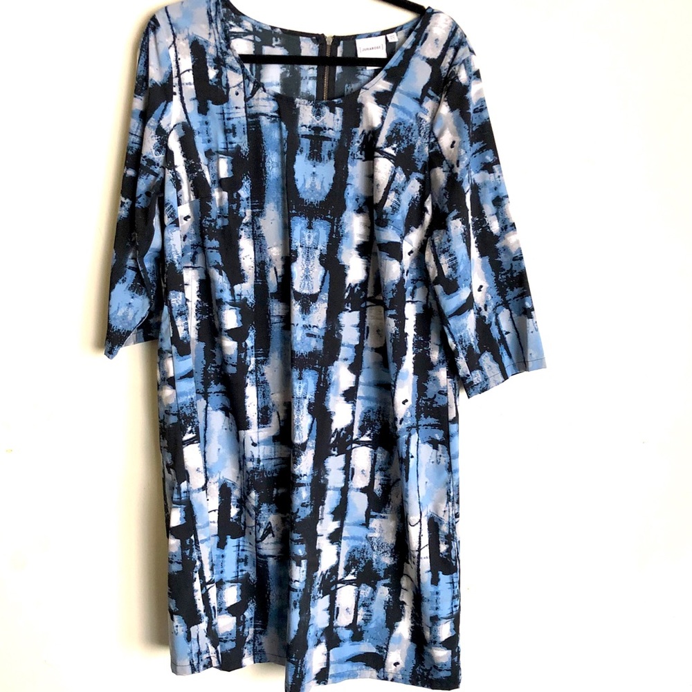 Junarose tie dye blue printed 3\4 sleeve dress